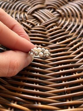 Majorica Pearl Cluster Beaded Ring in Cream & Silver Tones